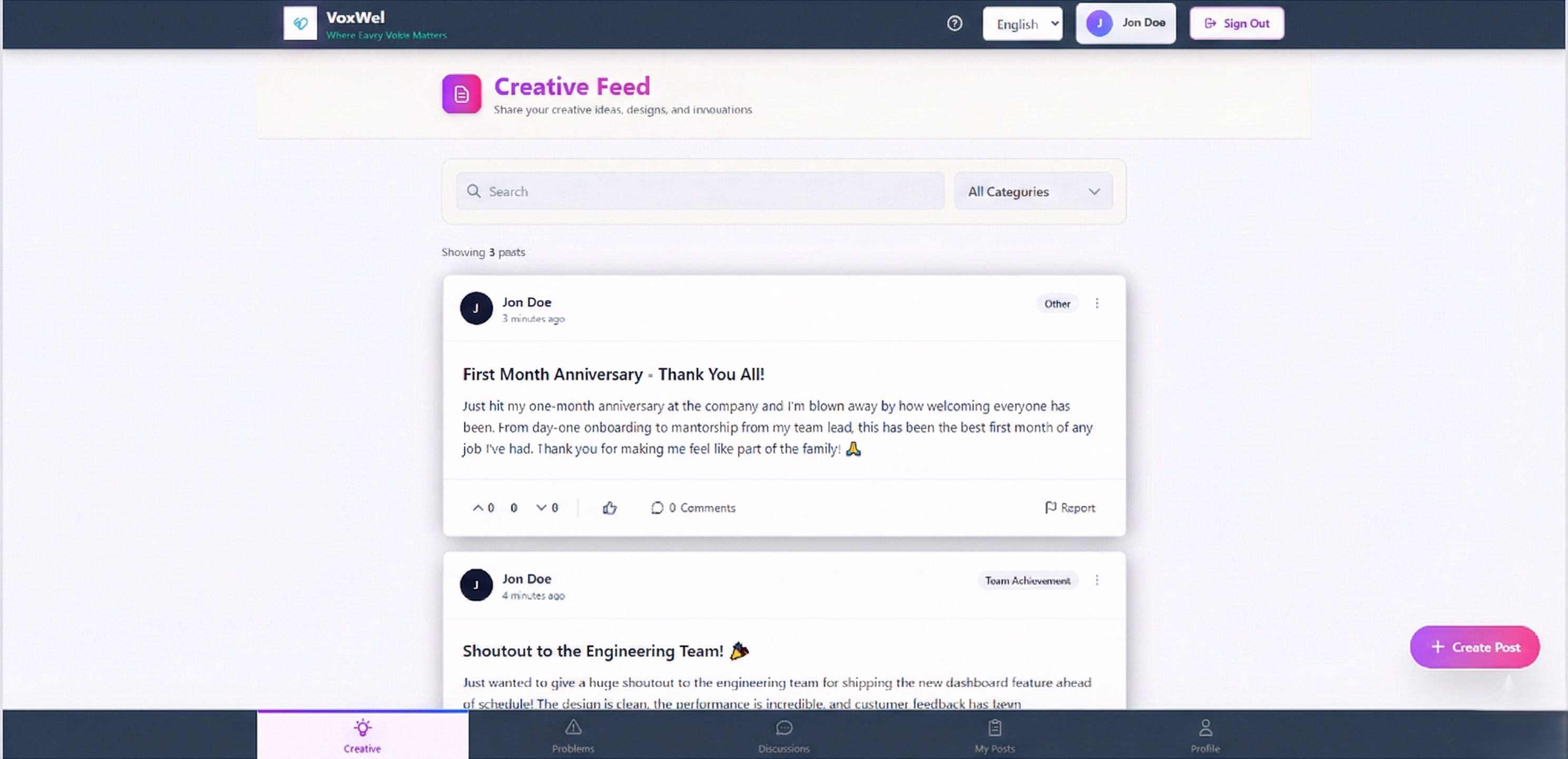 Creative Wall interface